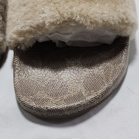 🐨COACH🐨ULLA SHEARLING SLIDE COMFORTABLE COLORWAY IVORY LADIES 8 NWB📦ELEGANT - Picture 8 of 16